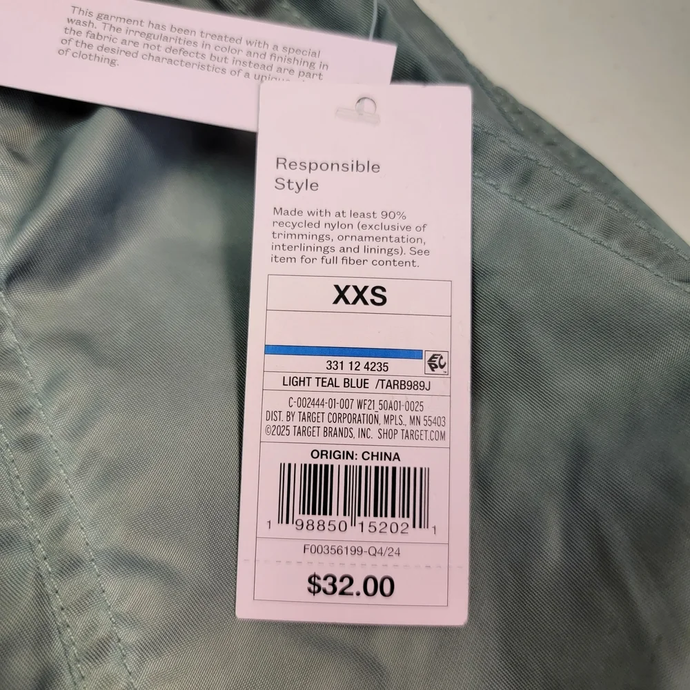 Wild Fable Women's Mid Rise Wide Leg Cargo‎ Pants Light Teal Blue Size XXS